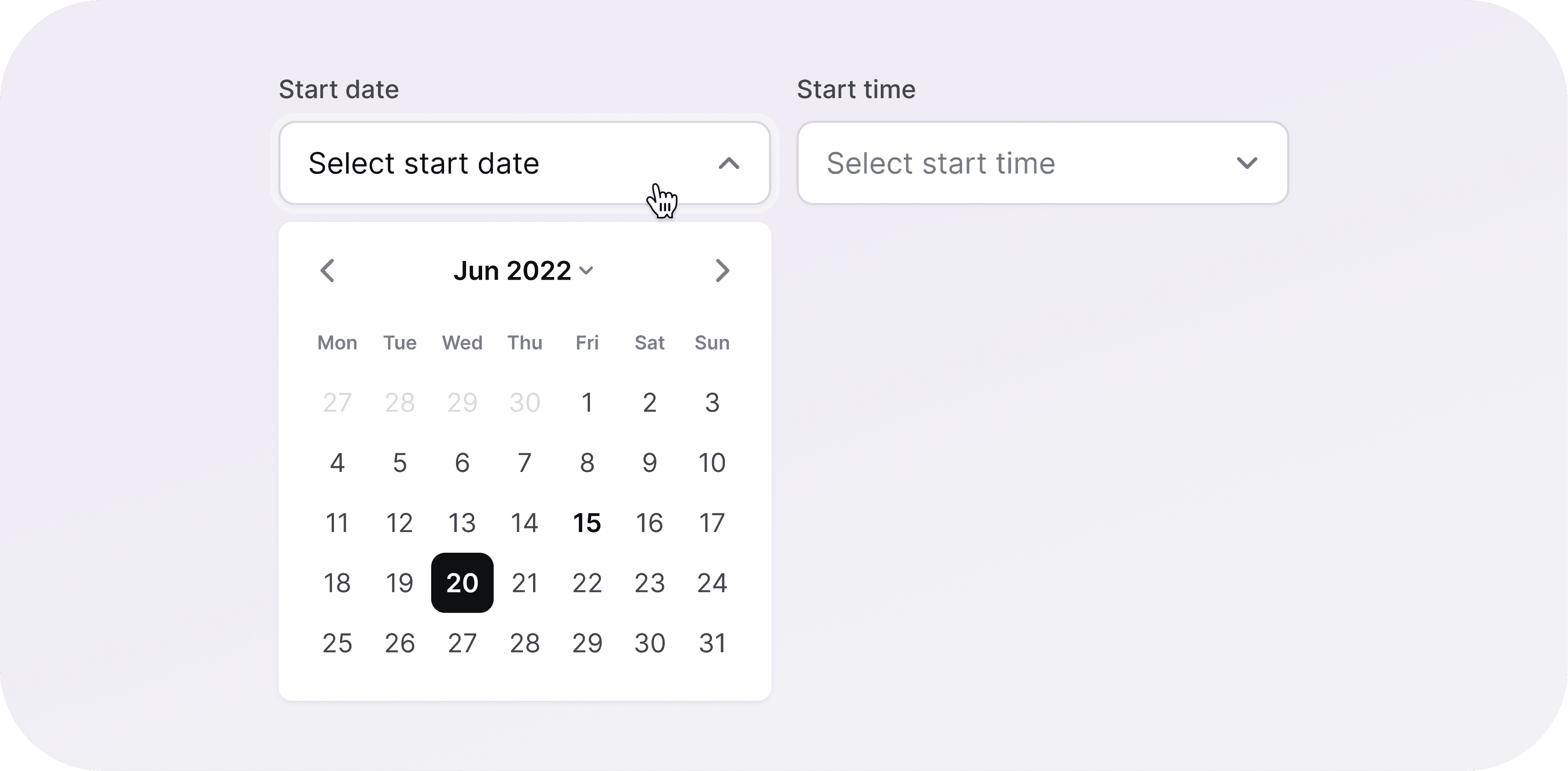 Scheduling calendar UI