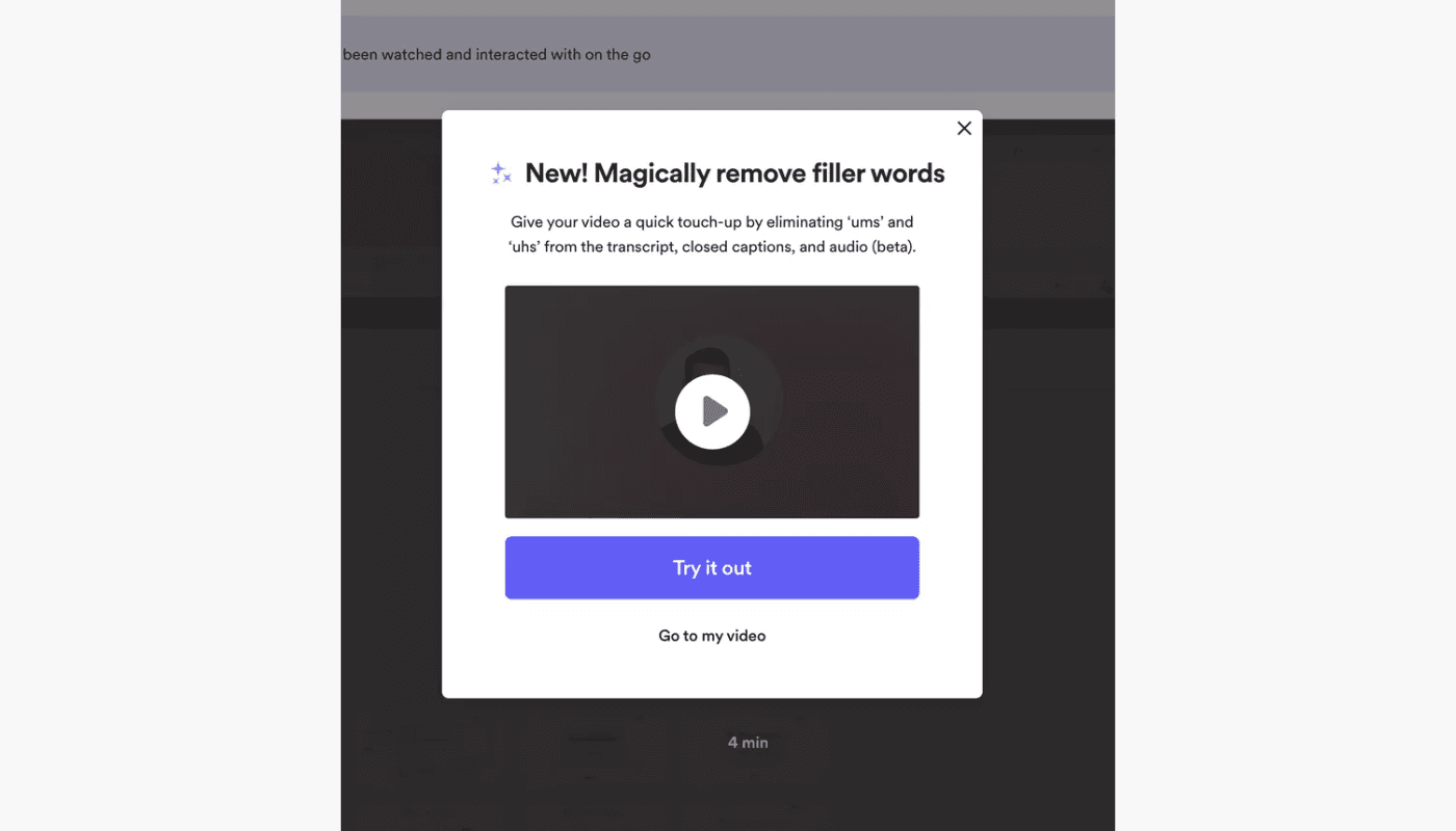 Loom in-app modal introducing a premium feature with video